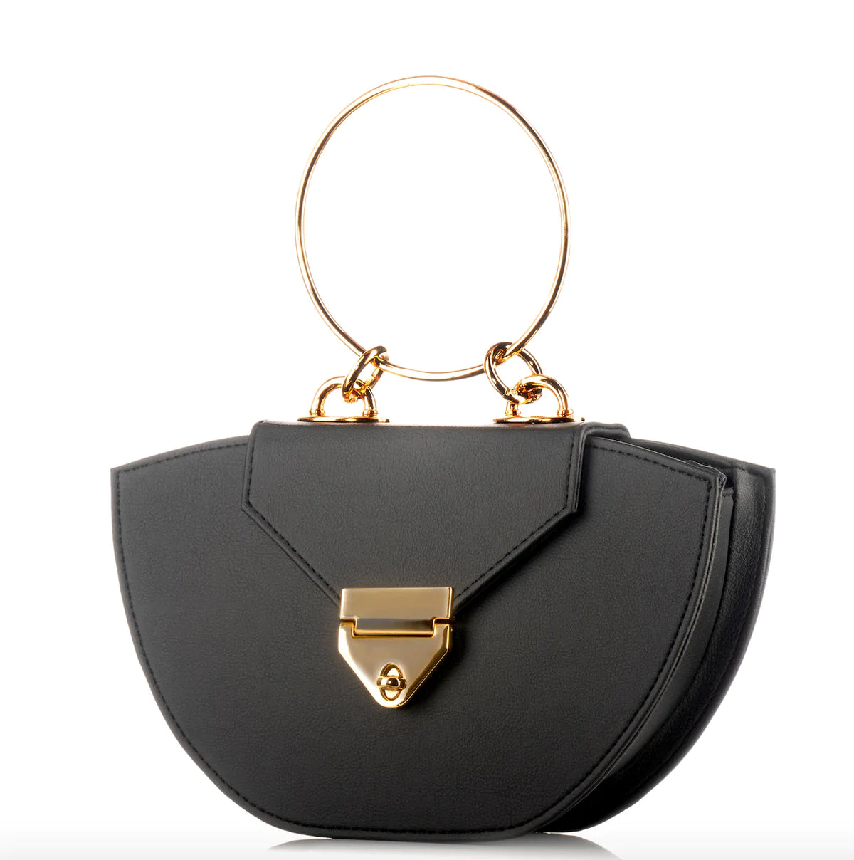 Prie Black Vegan Cactus Leather Circle Handle