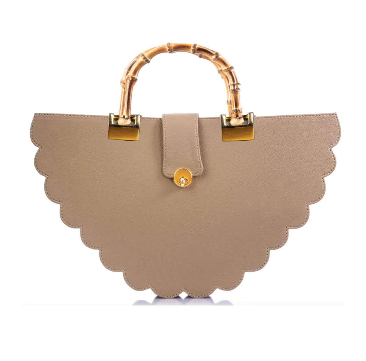 Vegan Cactus Leather Handbag with Bamboo Handle