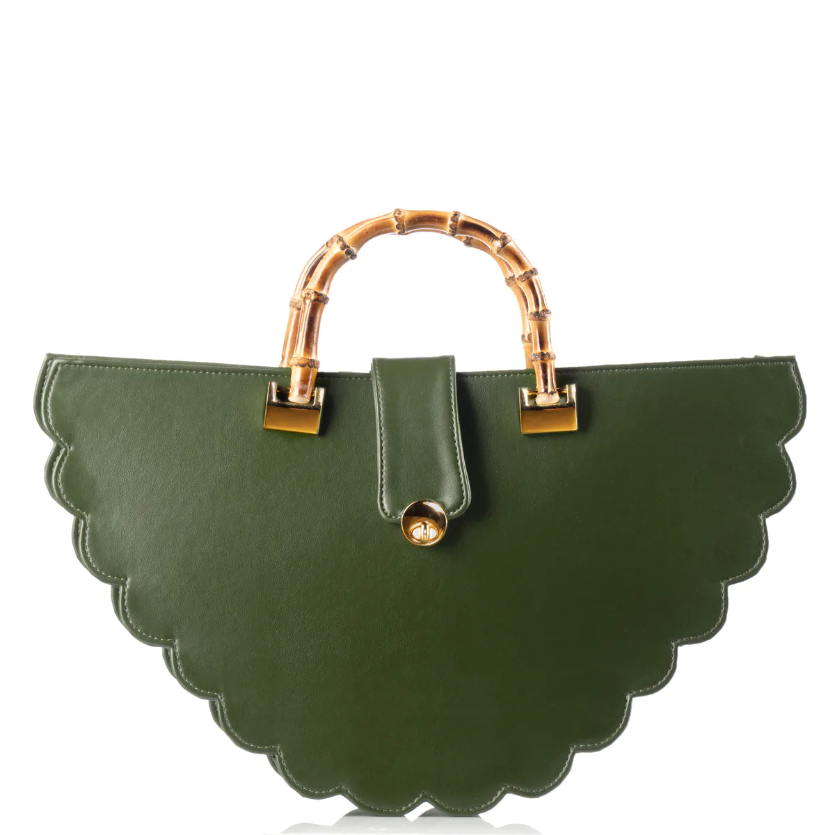 Vegan Cactus Leather Handbag with Bamboo Handle