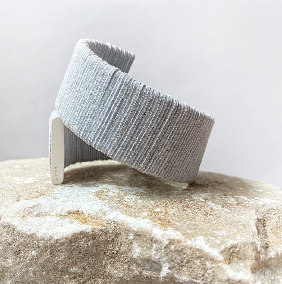 Ribbed Cuff Bracelet B002 white