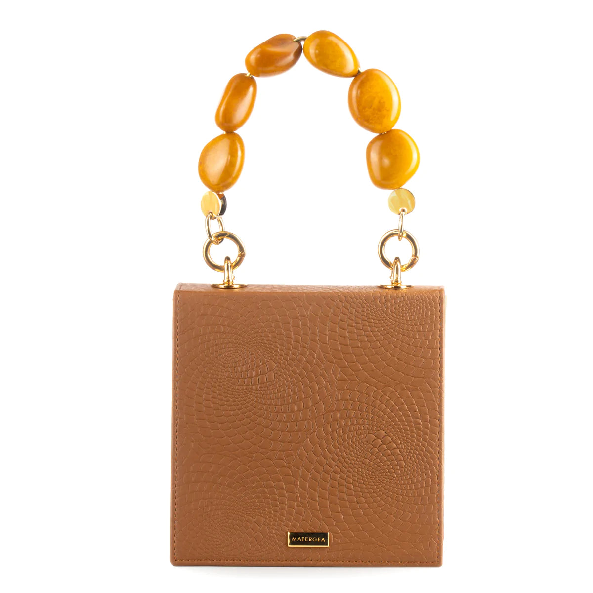 Vitta Nude Brown Vegan Cactus Leather Handbag Mustar Tagua Handle