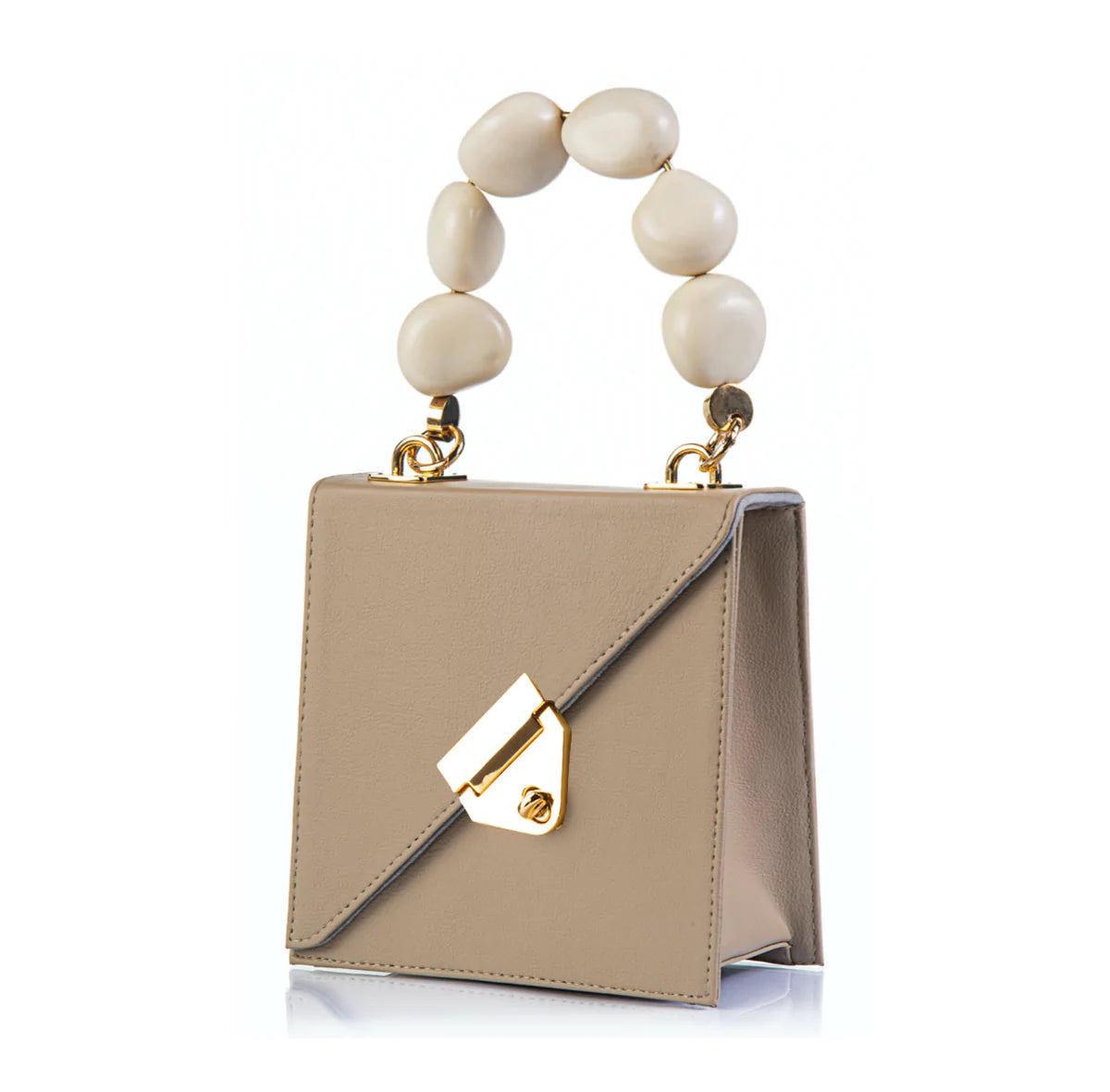 Vitta Nude Vegan Cactus Leather Handbag White Tagua Handle