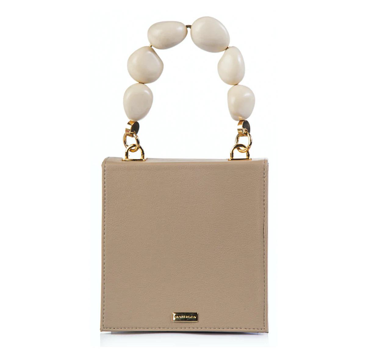 Vitta Nude Vegan Cactus Leather Handbag White Tagua Handle