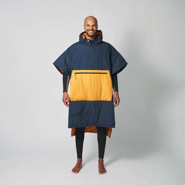 VOITED 2nd Edition Outdoor Poncho for Surfing, Camping, Vanlife & Wild Swimming - Ocean Navy / Desert