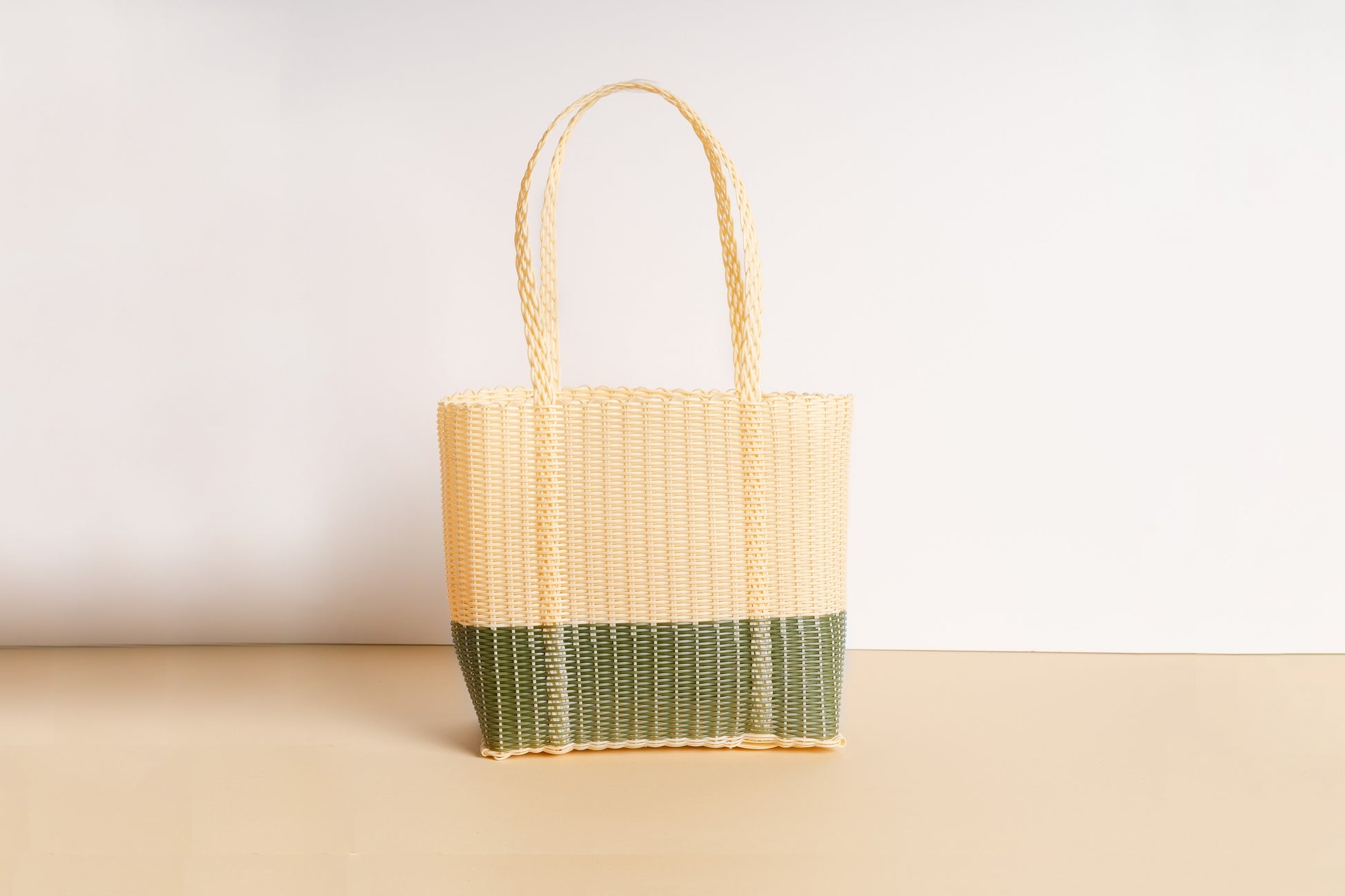 Costa Tote - Cream with Green Base