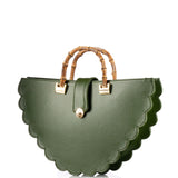 Vegan Cactus Leather Handbag with Bamboo Handle