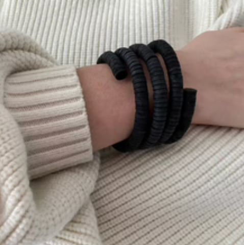 Continuous Coil Cuff Bracelet B001 black