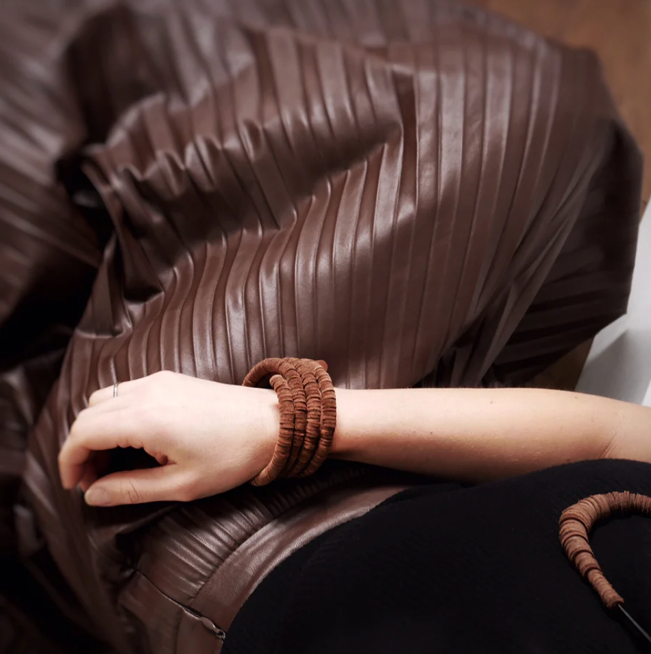Continuous Coil Cuff Bracelet B001 brown