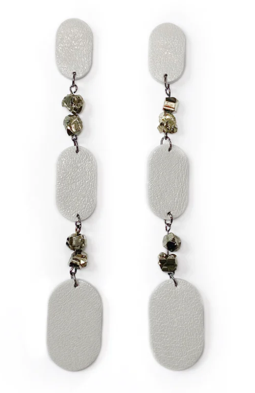 Capsule Dangle Earrings With Pyrite Crystals E120