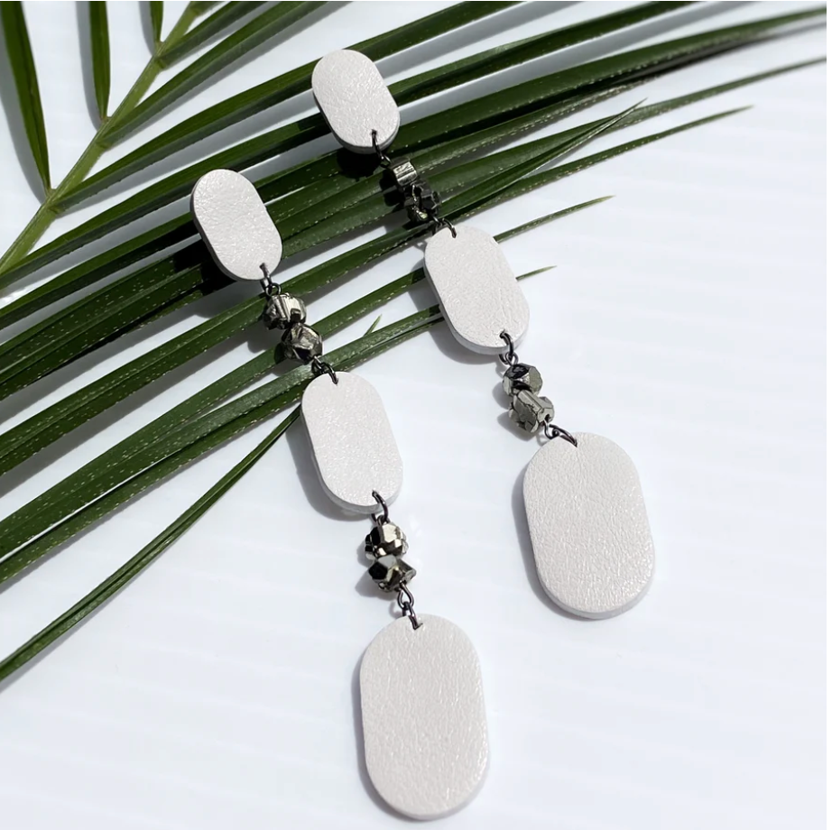 Capsule Dangle Earrings With Pyrite Crystals E120