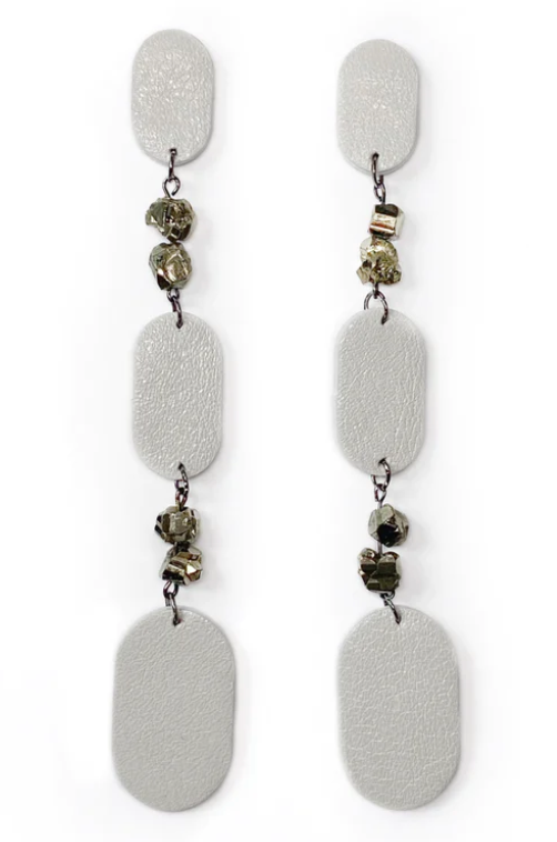 Capsule Dangle Earrings With Pyrite Crystals E120