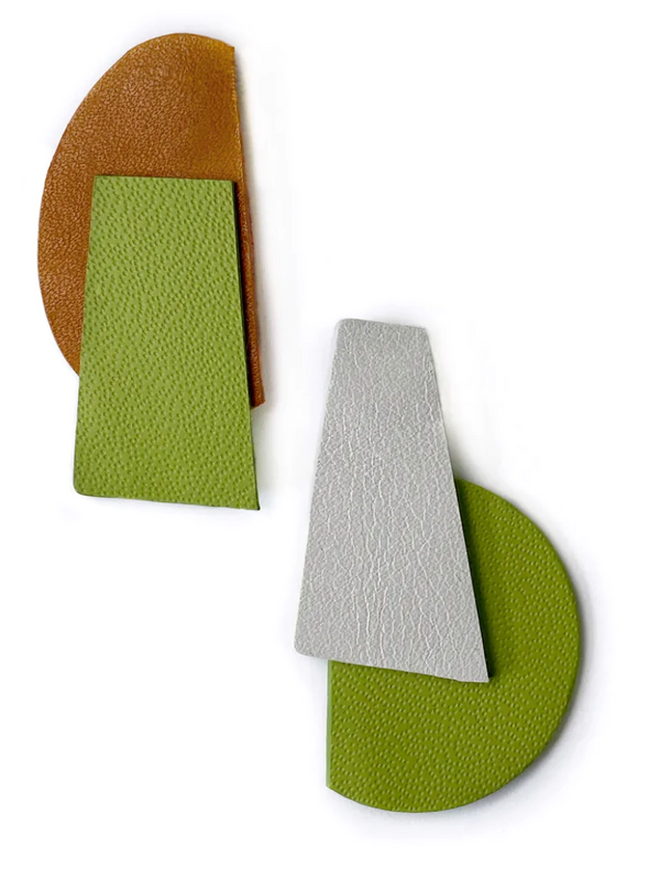Polychrome Geometric Earrings E130 brown/green/off-white