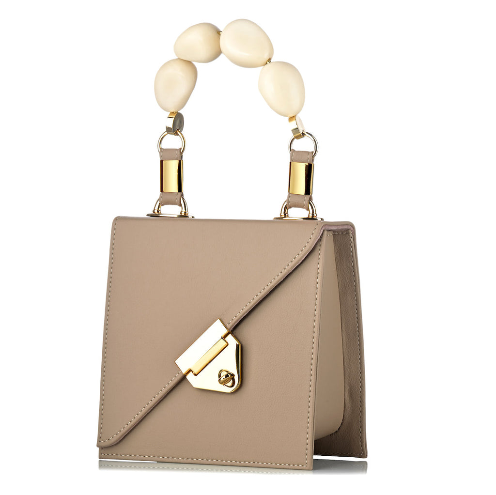 Vitta Nude Vegan Cactus Leather Handbag White Tagua Handle