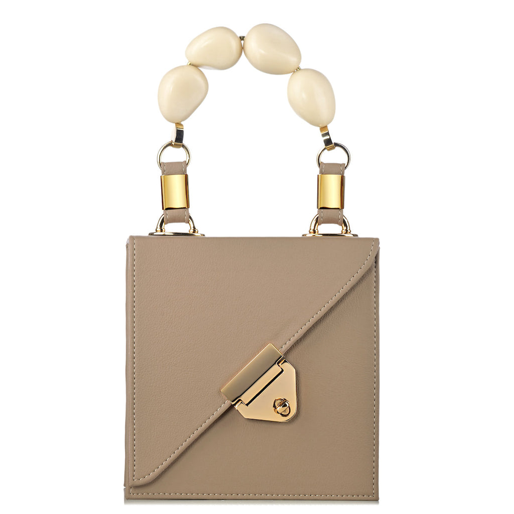 Vitta Nude Vegan Cactus Leather Handbag White Tagua Handle