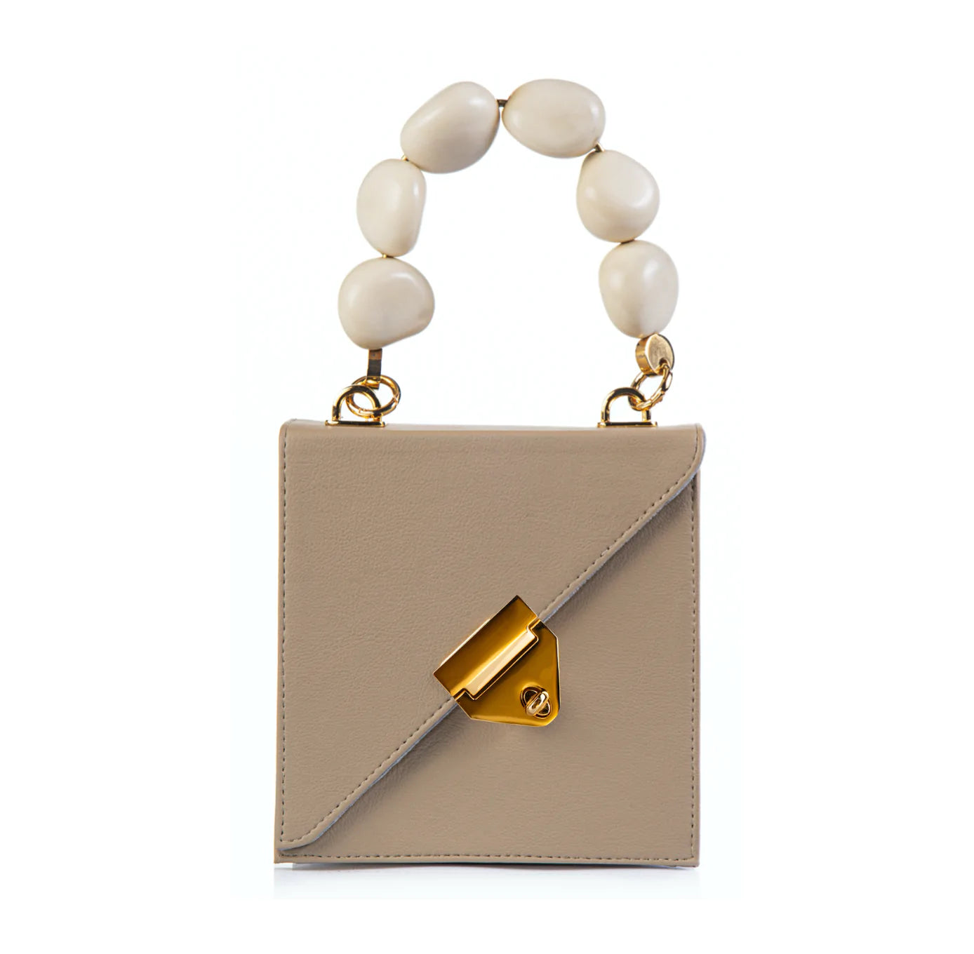 Vitta Nude Vegan Cactus Leather Handbag White Tagua Handle
